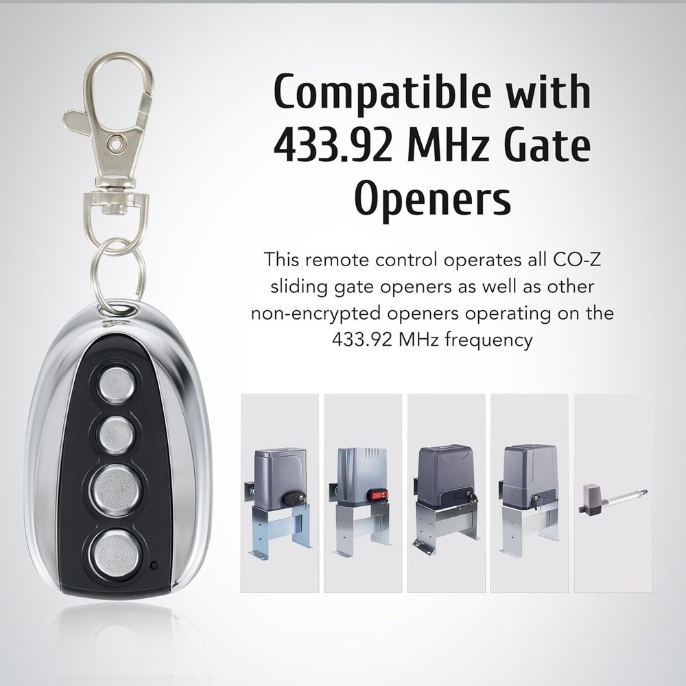 CO-Z Automatic Sliding Gate Opener Remote Control, remote control, Silver