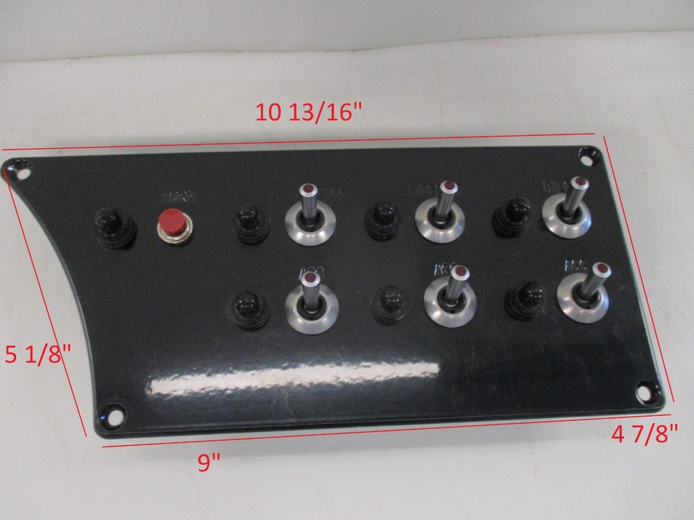 TOGGLE SWITCH PANEL 10 13/16" X 4 7/8" BLACK MARINE BOAT