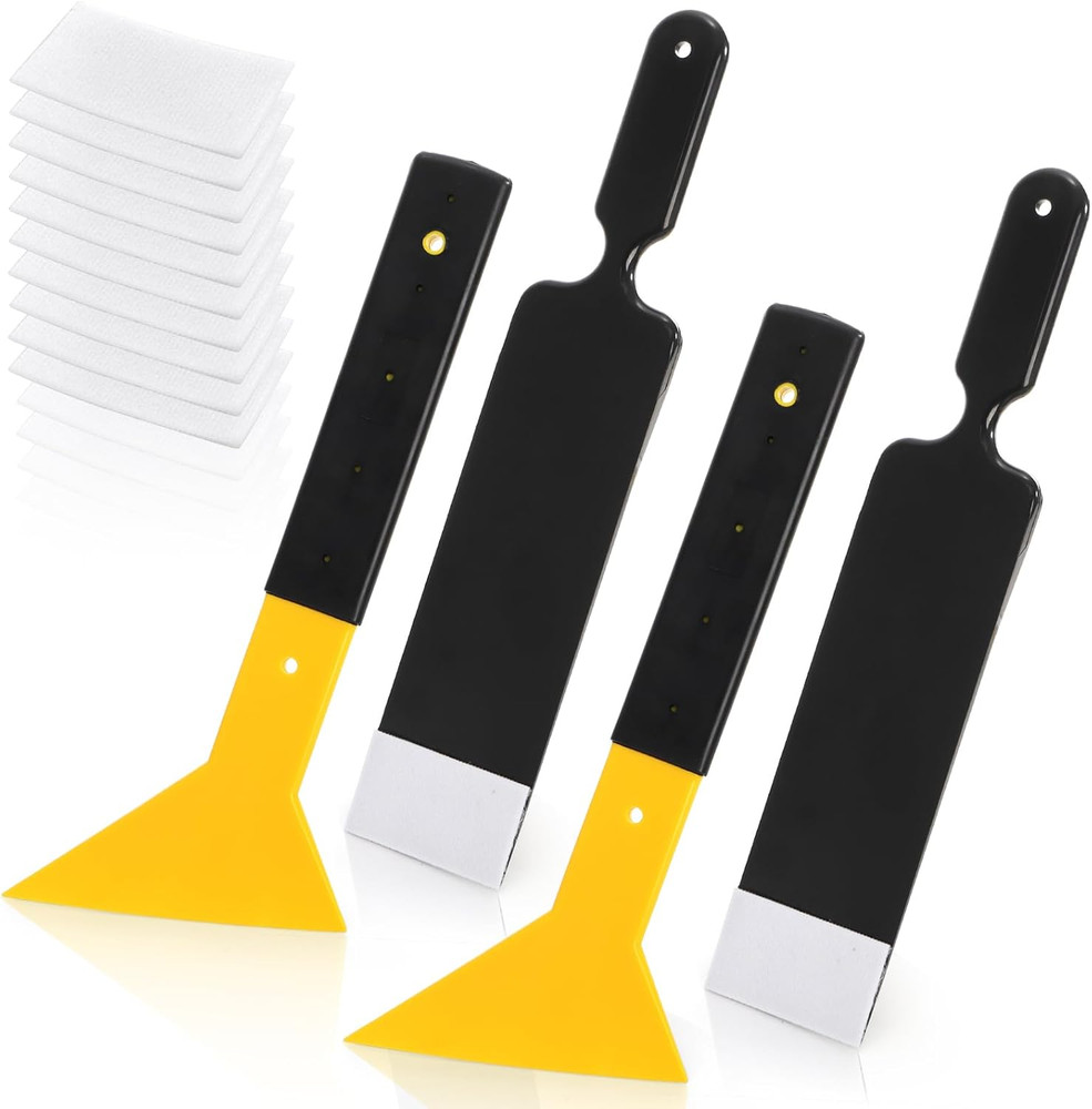 4 Pieces Window Tint Tools, Long Handle Bulldozer Squeegee Scrubber Paddle Squee