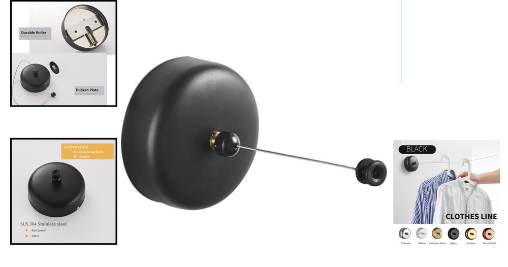 Elegant Retractable Stainless Steel Clothesline - 9.2ft Durable Drying Solution