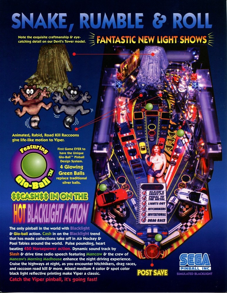 Viper Night Drivin' Pinball Flyer Mint / Brochure / Ad