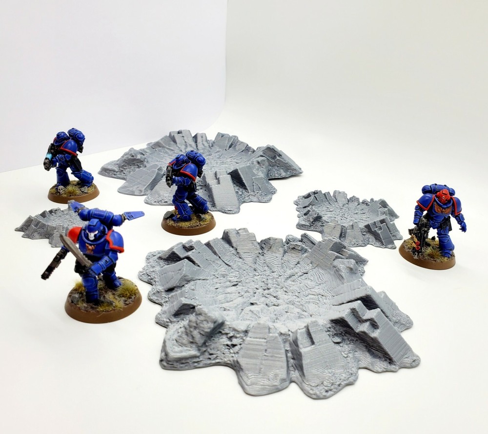3D Printed Terrain Large Battlefield Blast Craters Set for Tabletop Gaming