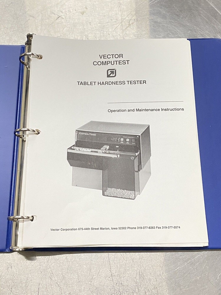 Vector Computest Tablet Hardness Tester - Users Guide / Instruction Manual