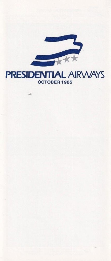 1985 Presidential Airways flight timetable