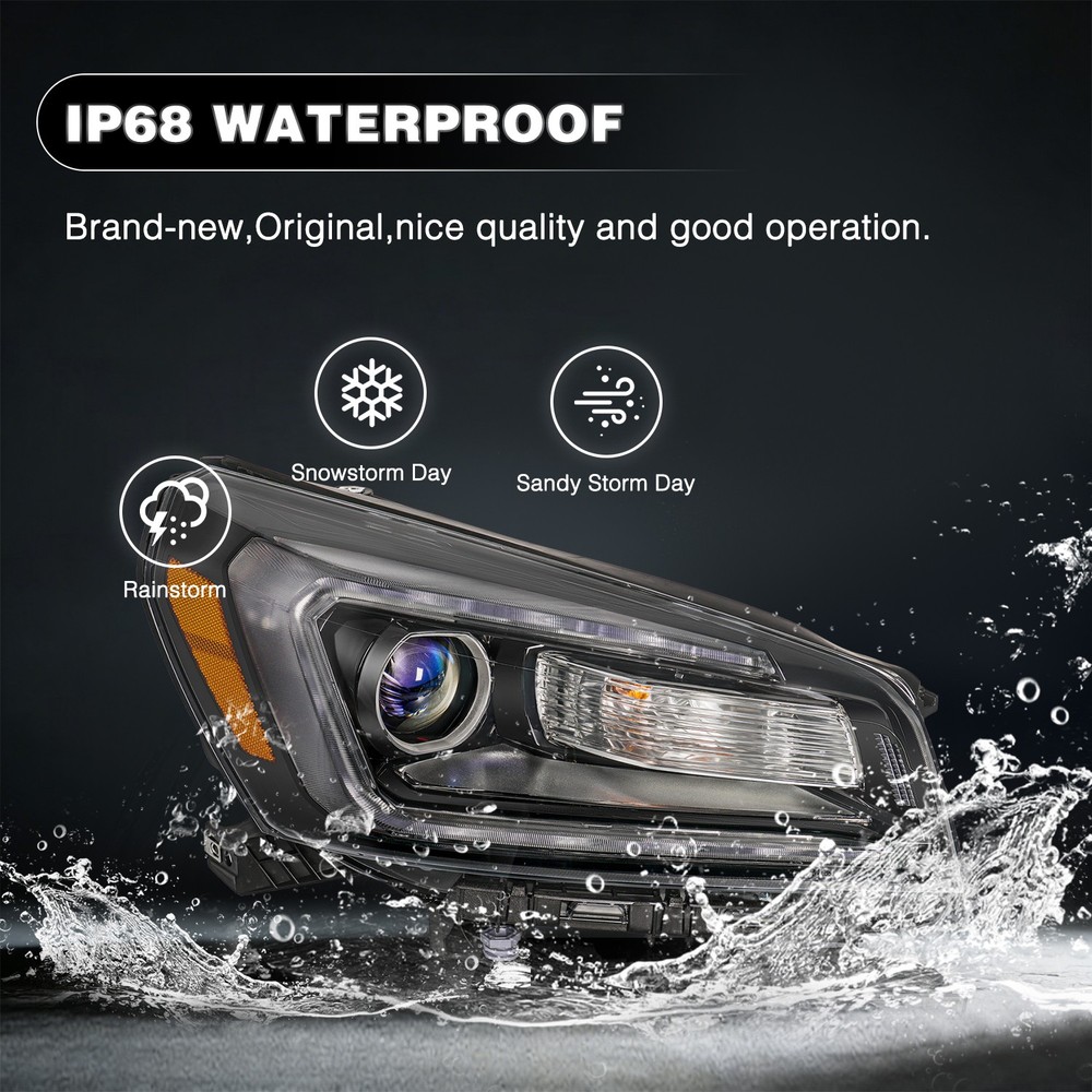 Pair For 2013-2016 GMC Acadia Halogen Headlight w/ LED DRL Projector Left+Right