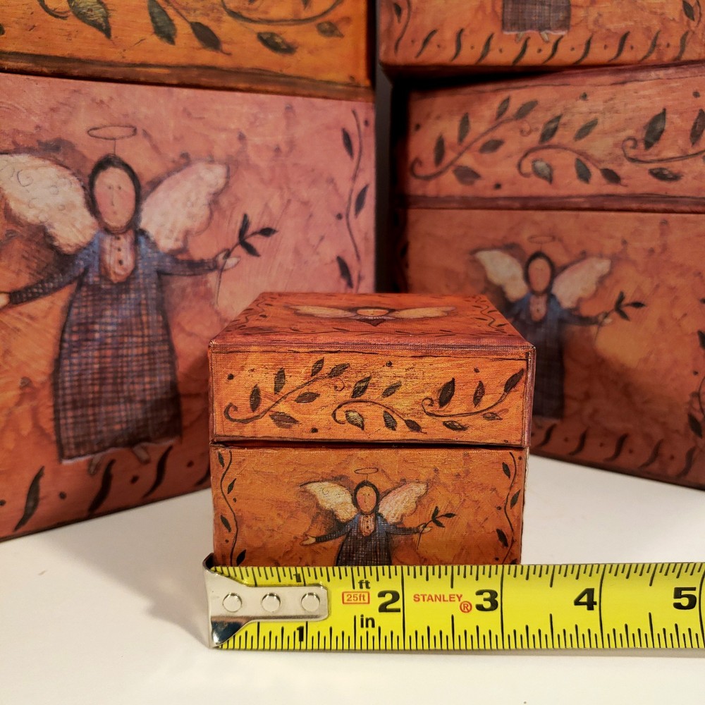 Bob’s Boxes Primitive Folk Angels by R A Lang Nesting Stackable Decor Storage