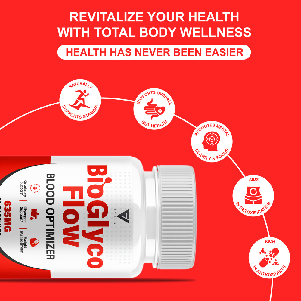 (3 Pack) BioGlyco Flow Blood Optimizer, BioGlyco Flow Supplement (180 Capsules)