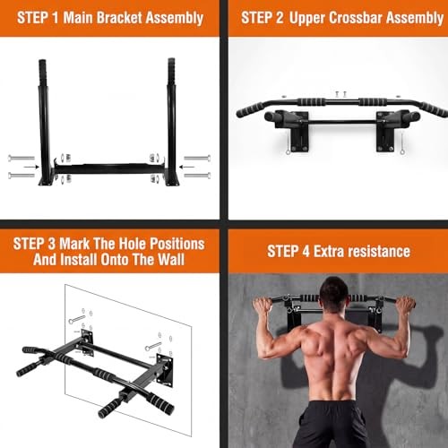 Pull Up Bar Wall Mounted - Multifunctional Wall Mounted Pull Up Bar for Home