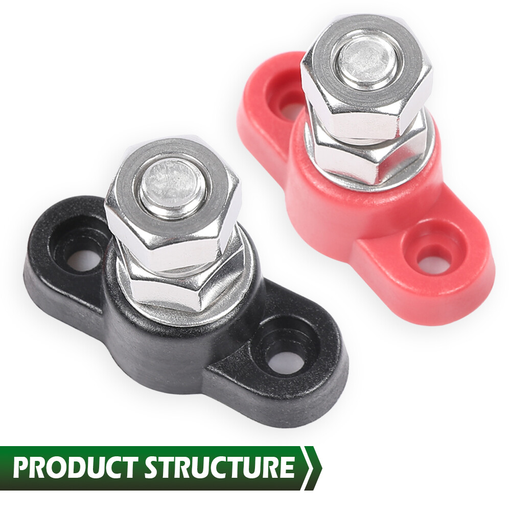 Red & Black Junction Block Power Post Set Insulated Terminal Stud 3/8"