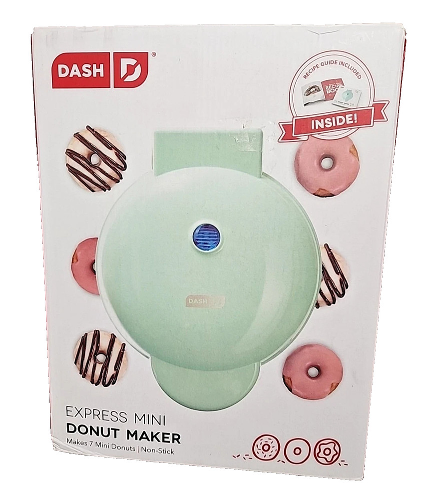 NEW - DASH Mini Donut Maker Machine w/ Non-stick Surface, Makes 7 Doughnuts Aqua