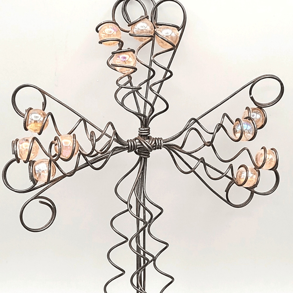 Wire Wrapped Beaded Cross Wall Art