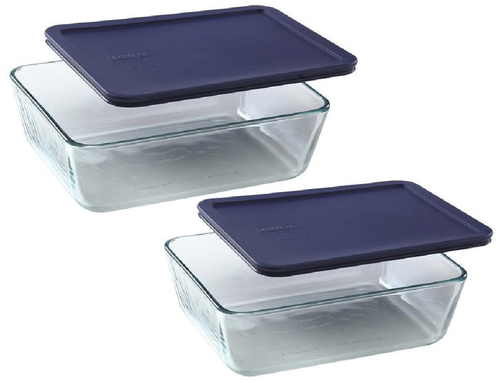 ❤️ New PYREX Simply Store 6 CUP or 11 CUP RECTANGULAR Glass Storage Dish & BLUE