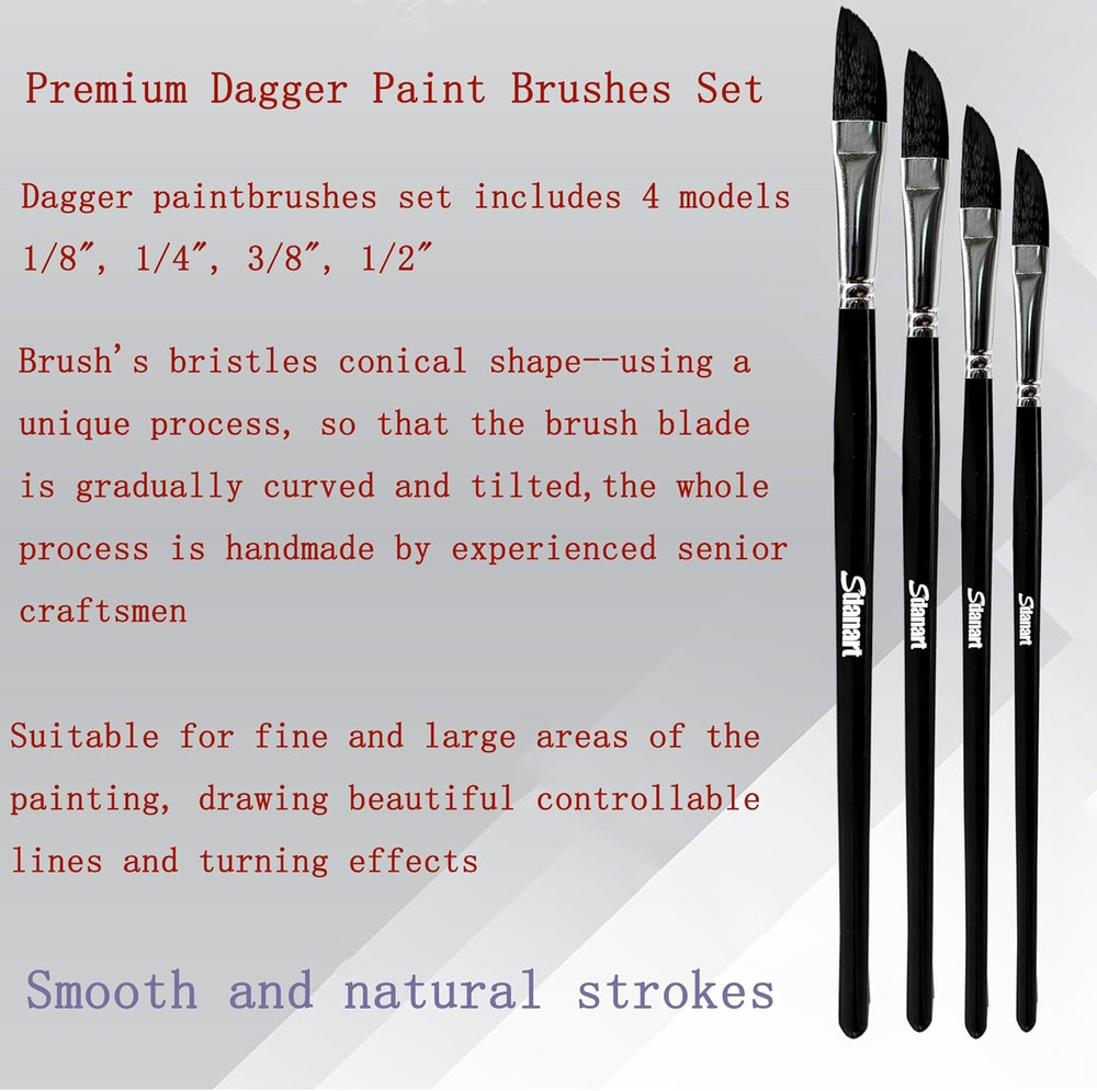 4PCS Dagger Striper Brush Set, Premium Dagger Paint Brushes Set, Professional Da