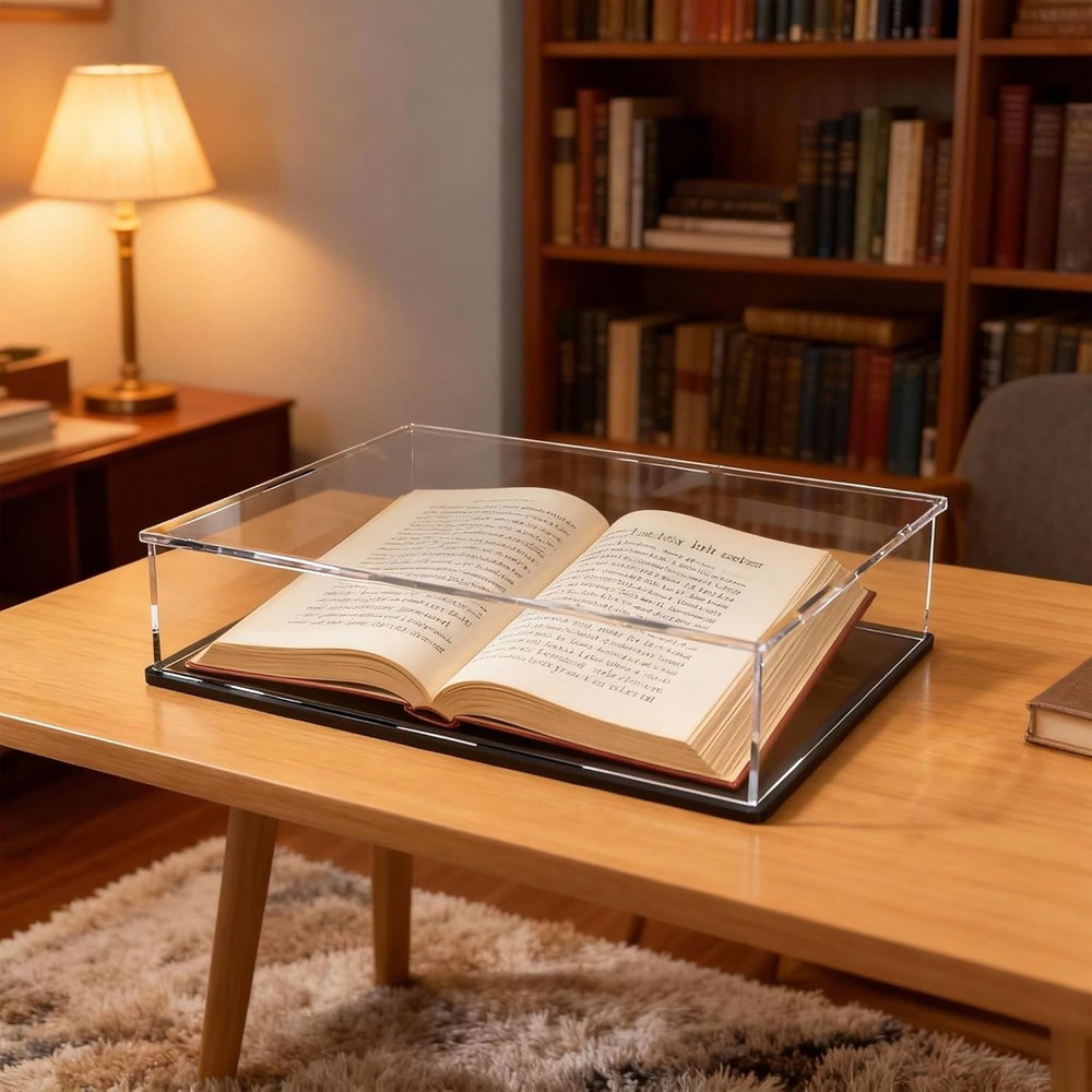 Book Display Case Clear Book Protector Case, Acrylic Display Cover Case for B...