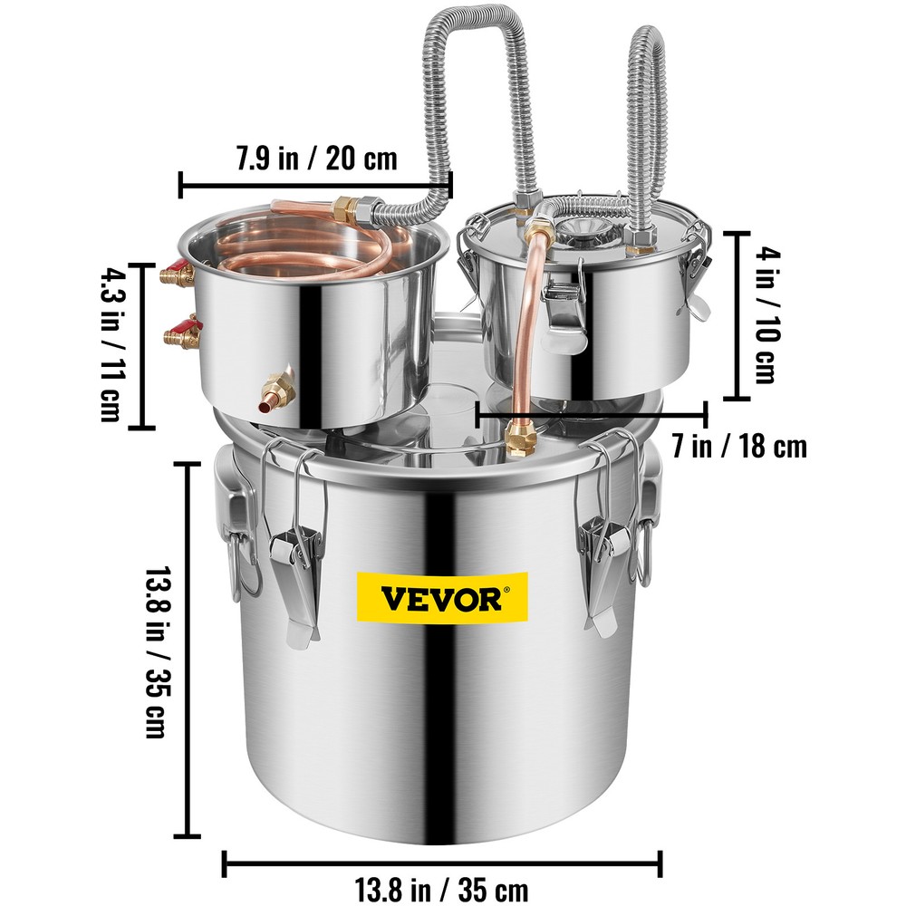 VEVOR 8Gal Home Use Moonshine Still Brewing Stainless Steel Alcohol Double Keg