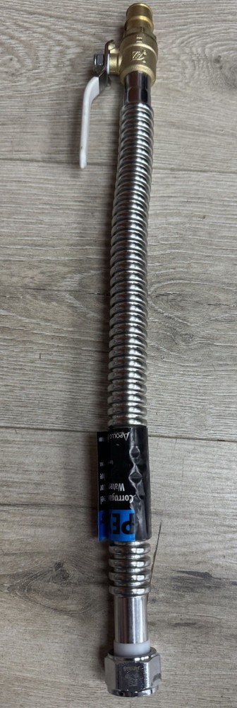 Apollo Corrugated Water Heater Connector with Ball Valve Stainless Steel