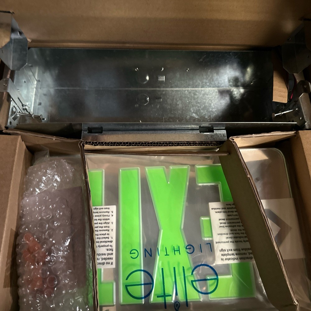 🔴Elite Lighting ELX-609-G Edge-Lit Exit Sign Single Faced Green Mirror‼️