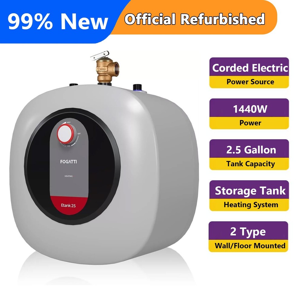 【99% NEW】2.5 Gal Electric Water Heater - Mini Tank Instant Hot Boiler Under Sink