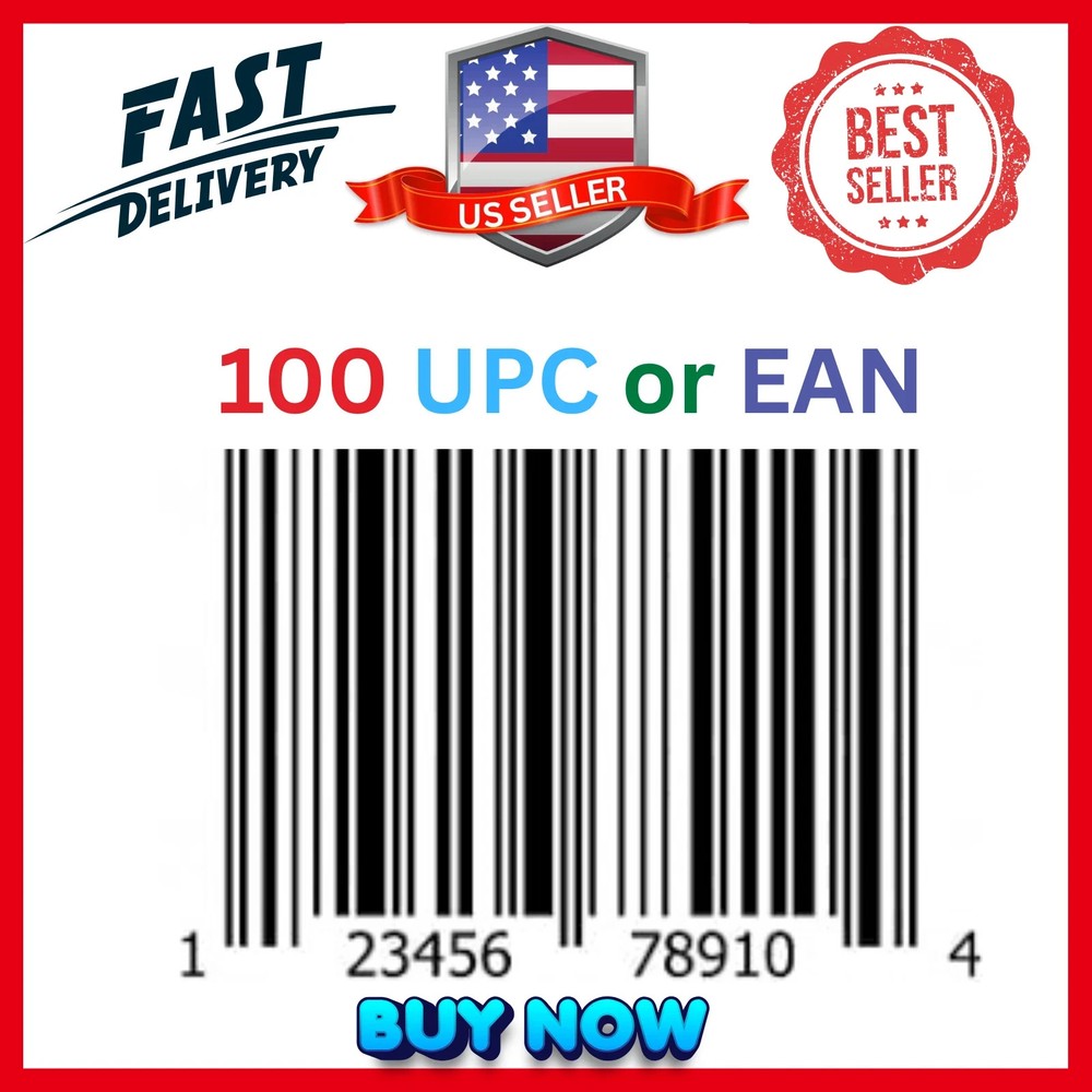 100 UPC Barcodes – Instant Email Delivery – Perfect for Amazon, eBay & More