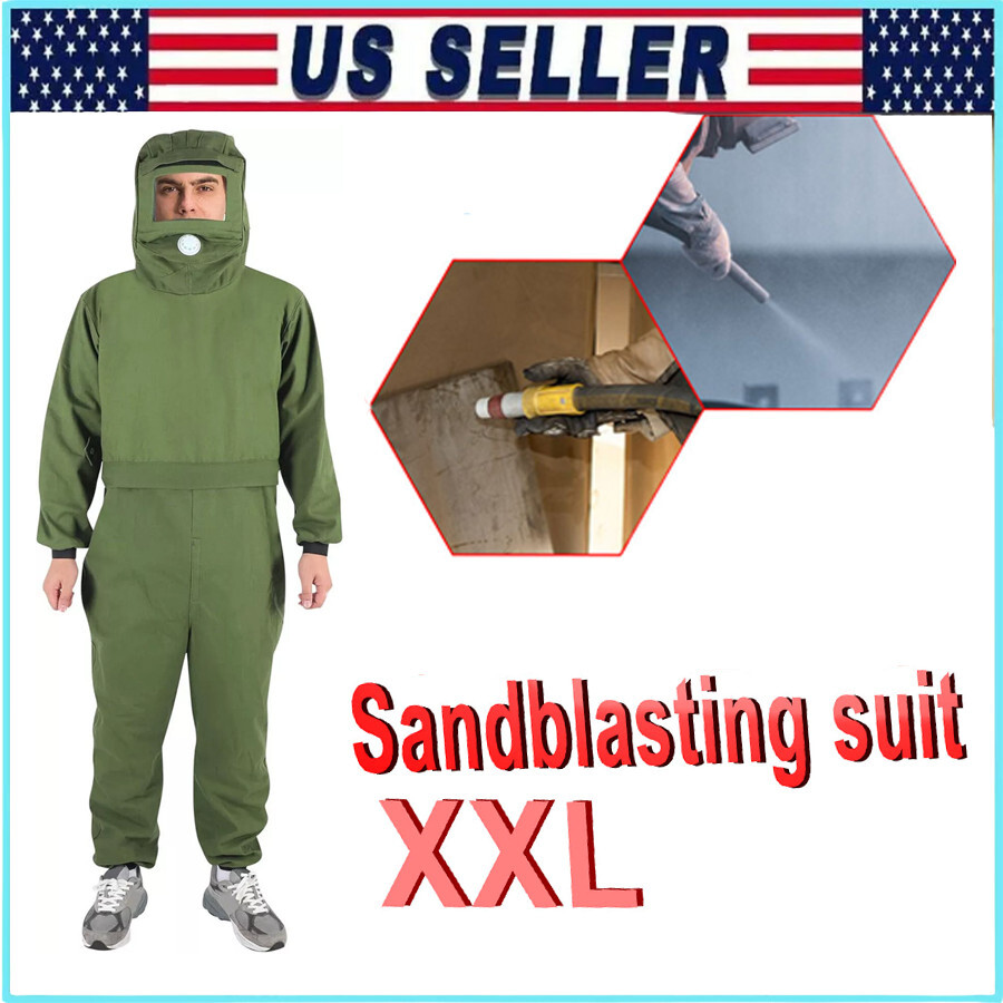 Sand Blasting Suit Elastic Cuff Work Overalls for Sandblasting Spraying Green