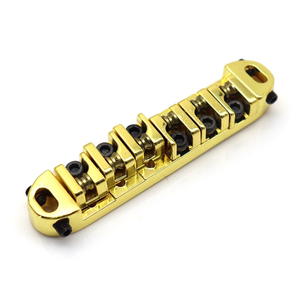 6-String Guitar Roller Saddle Tune-o-matic Bridge Tailpiece with Studs,Gold