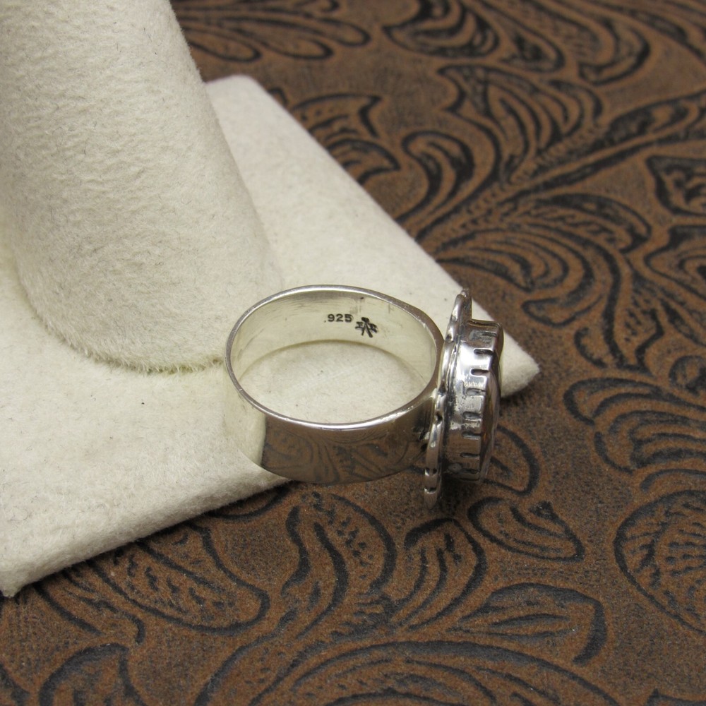 Sterling Silver Multi Stone Inlay Ring Size 6.75