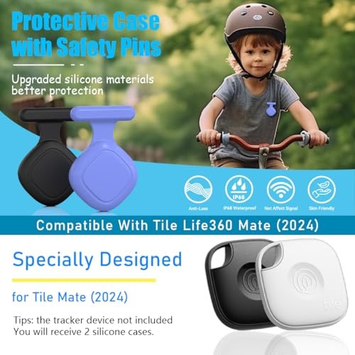 [2-Pack] Silicone Case for Tile Mate 2024, Full Protective 2Pcs(Black+Blue)