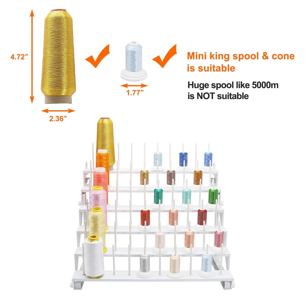 Thread Rack with 60 Spools Large Stand White Plastic Holder Storage STS-60D