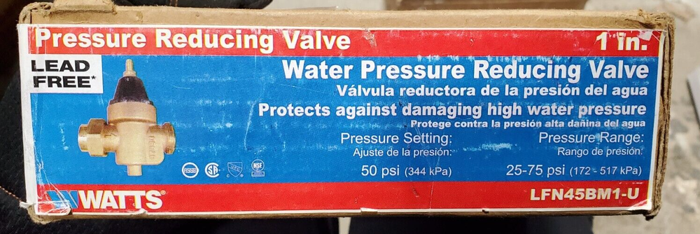 *NEW* WATTS Water Pressure Reducing Valve 1" 25-75psi LFN45BM1-U