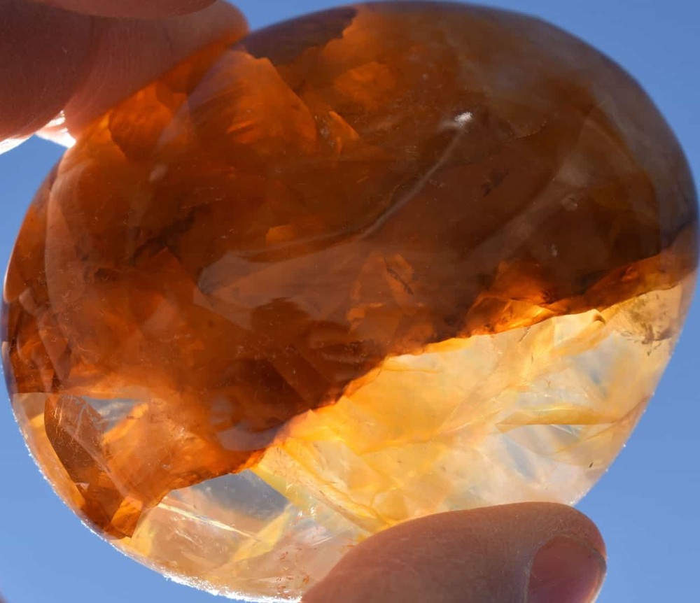 Yellow Hematoid Quartz Palm Stone #15