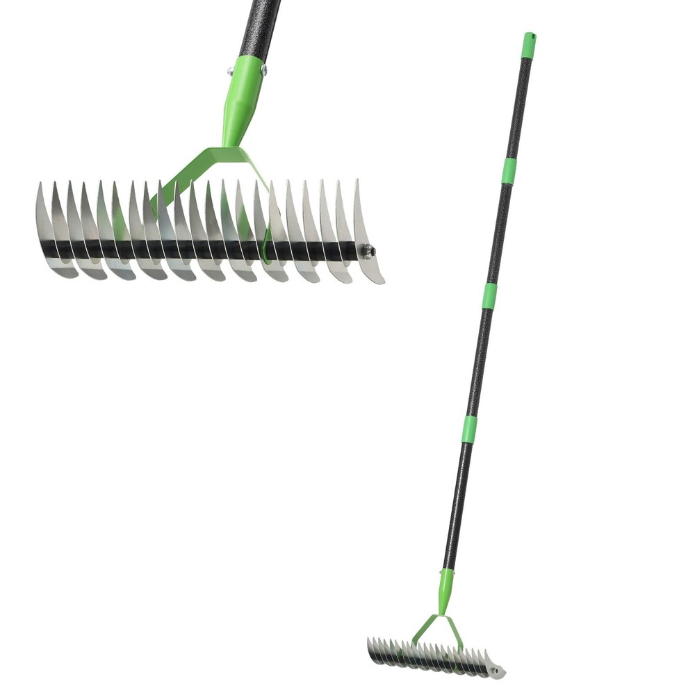 Thatch Rake ColdPressed Steel Dethatcher 72 Inch Adjustable Handle Yard Tool