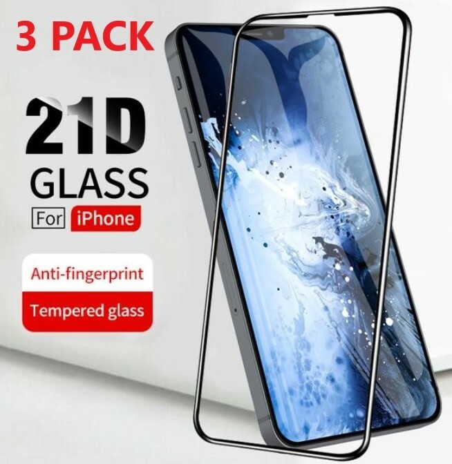 3-PACK Full Coverage Tempered Glass Screen Protector For iPhone 11 12 13 14 Pro