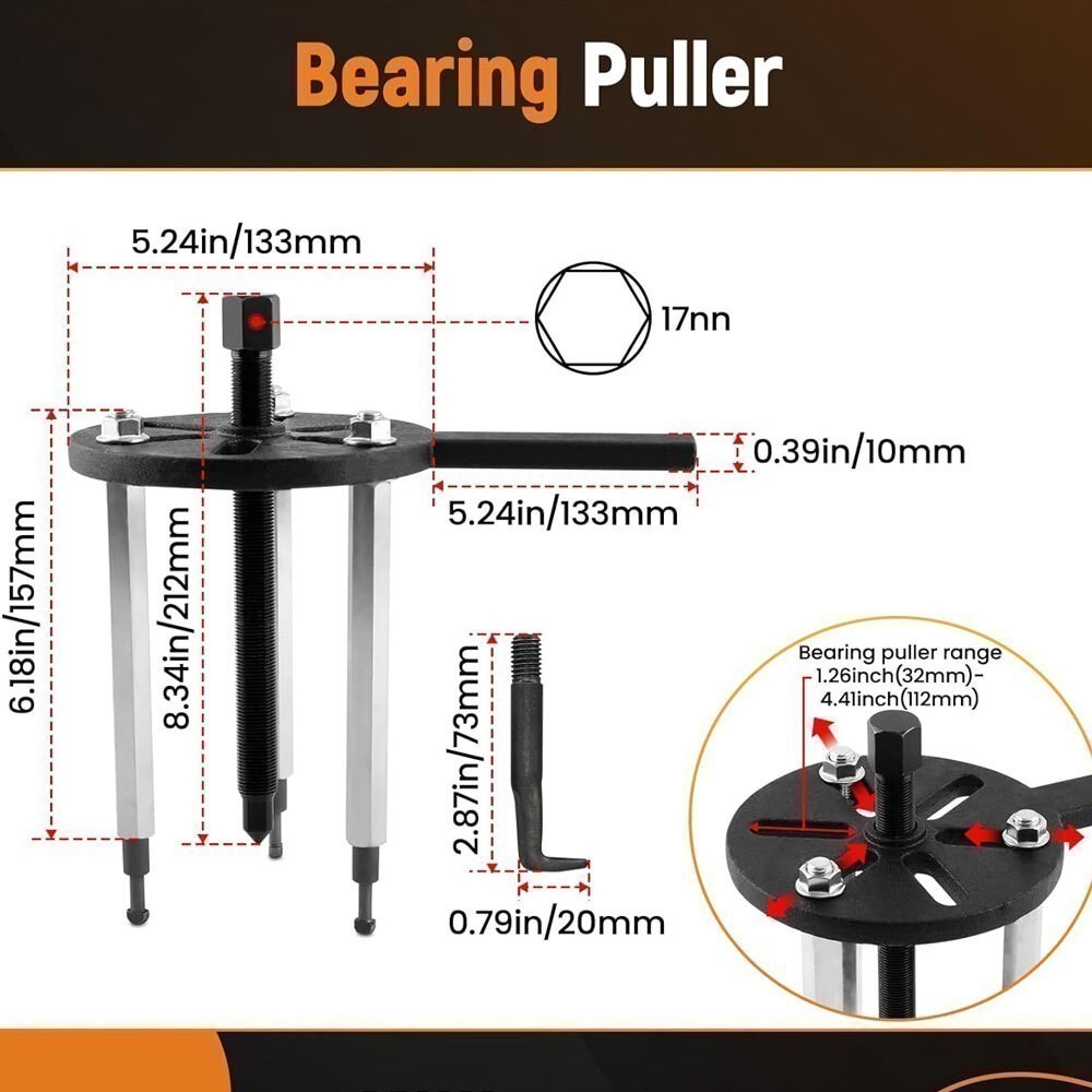 Bearing Disassembly Puller Inner Hole Puller Removal Tool Three-jaw Puller Kit U