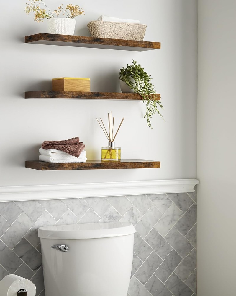 Rustic Brown Hanging Shelves 3 Pack 22.5"