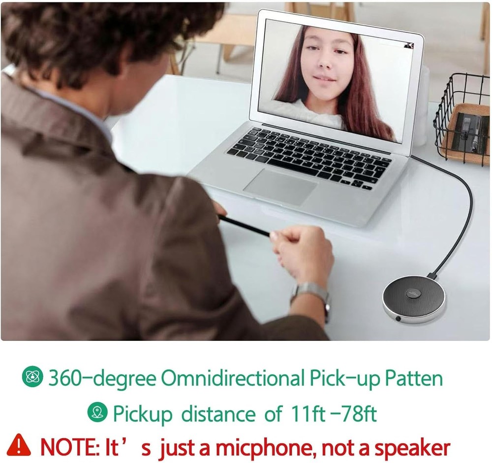 Omnidirectional Microphone for Desktop: Plug & Play USB for Meetings & Classes