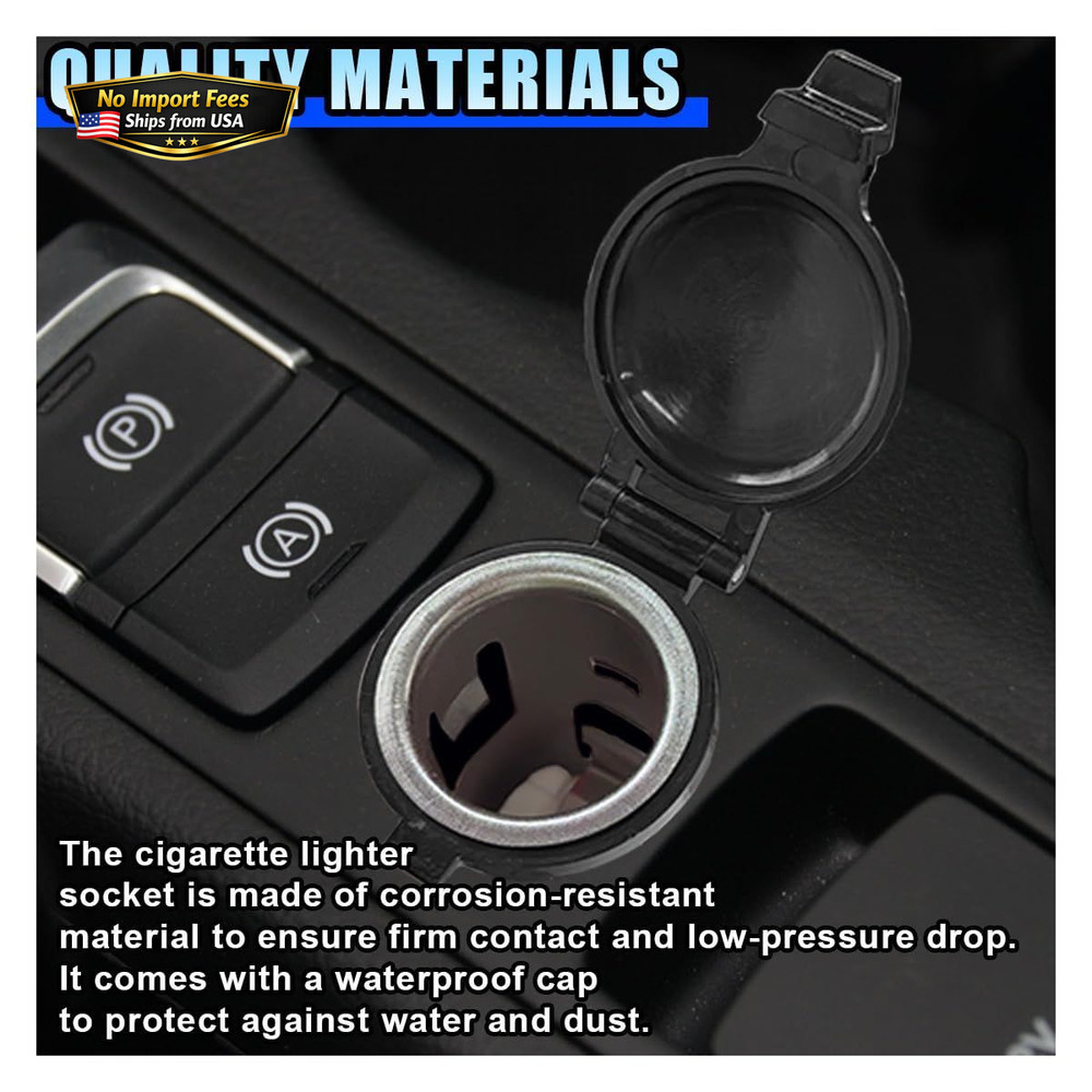 2PCS Cigarette Lighter Socket, DC 12V Car Power Outlet Socket Replacement, Water