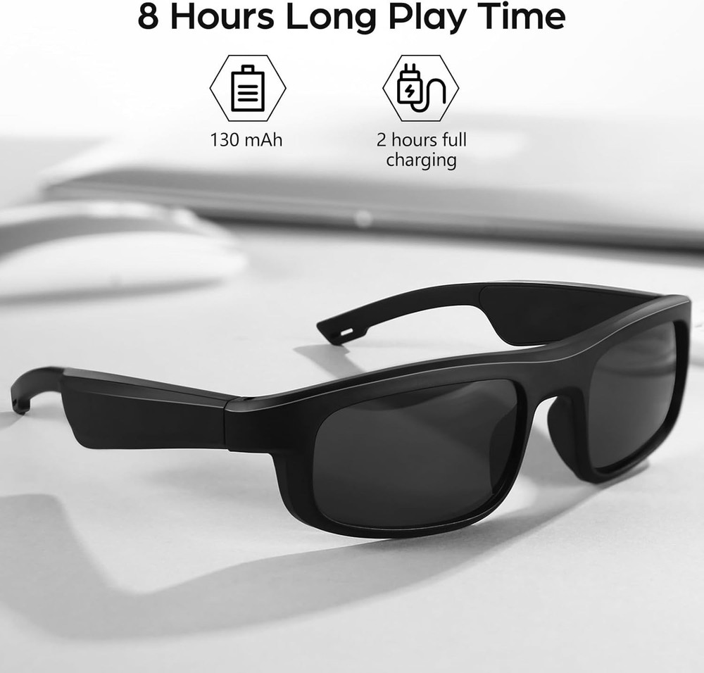 Smart Glasses, Polarized Bluetooth Sunglasses with Speaker, Voice Assistant, Ope