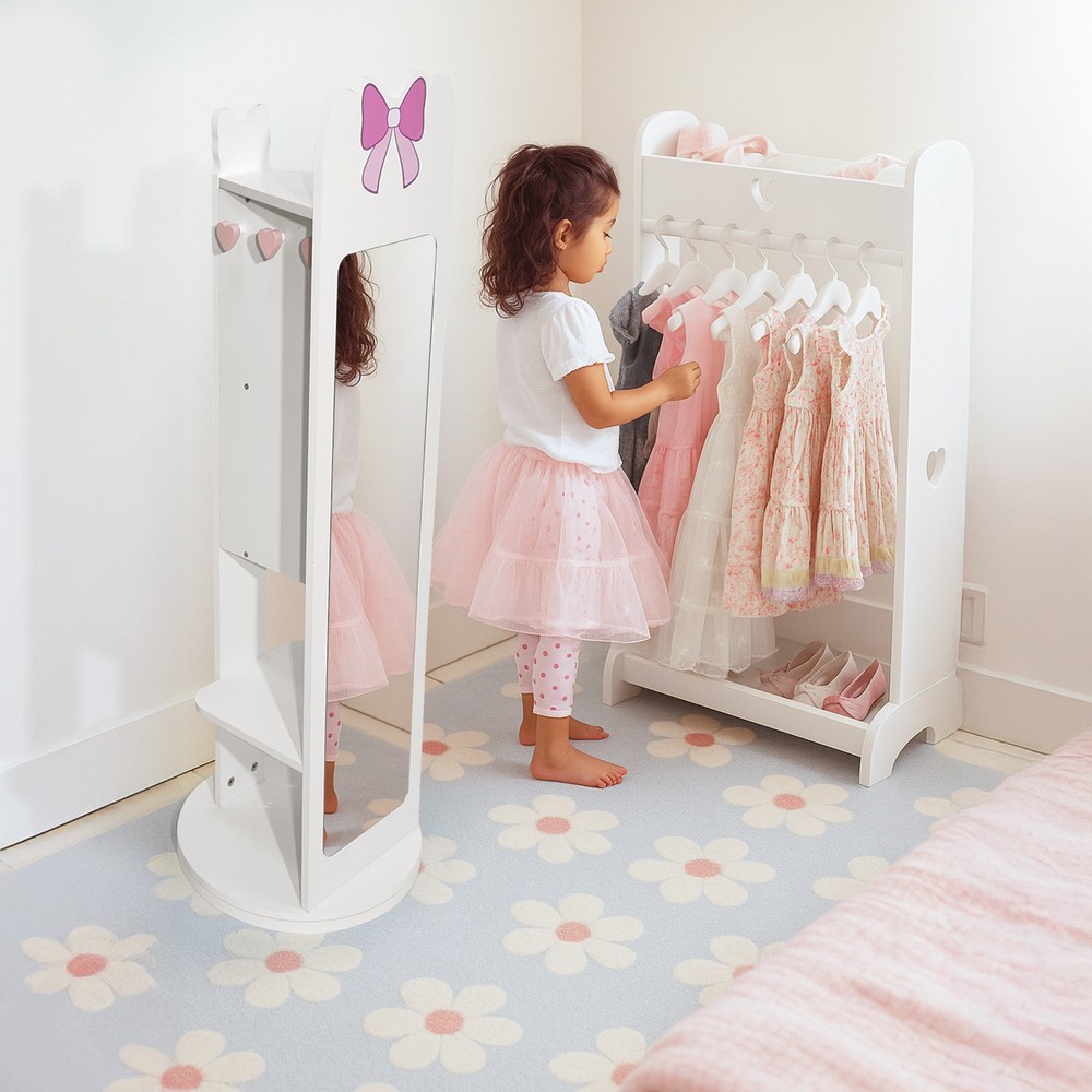 White, bow-patterned, MDF (medium-density fiberboard) painted finish,