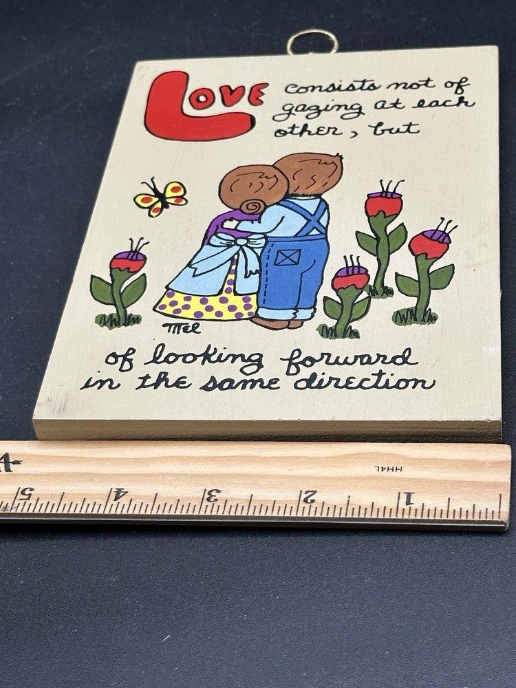 Hand Painted Folk Art Style Wall Hanging 1973