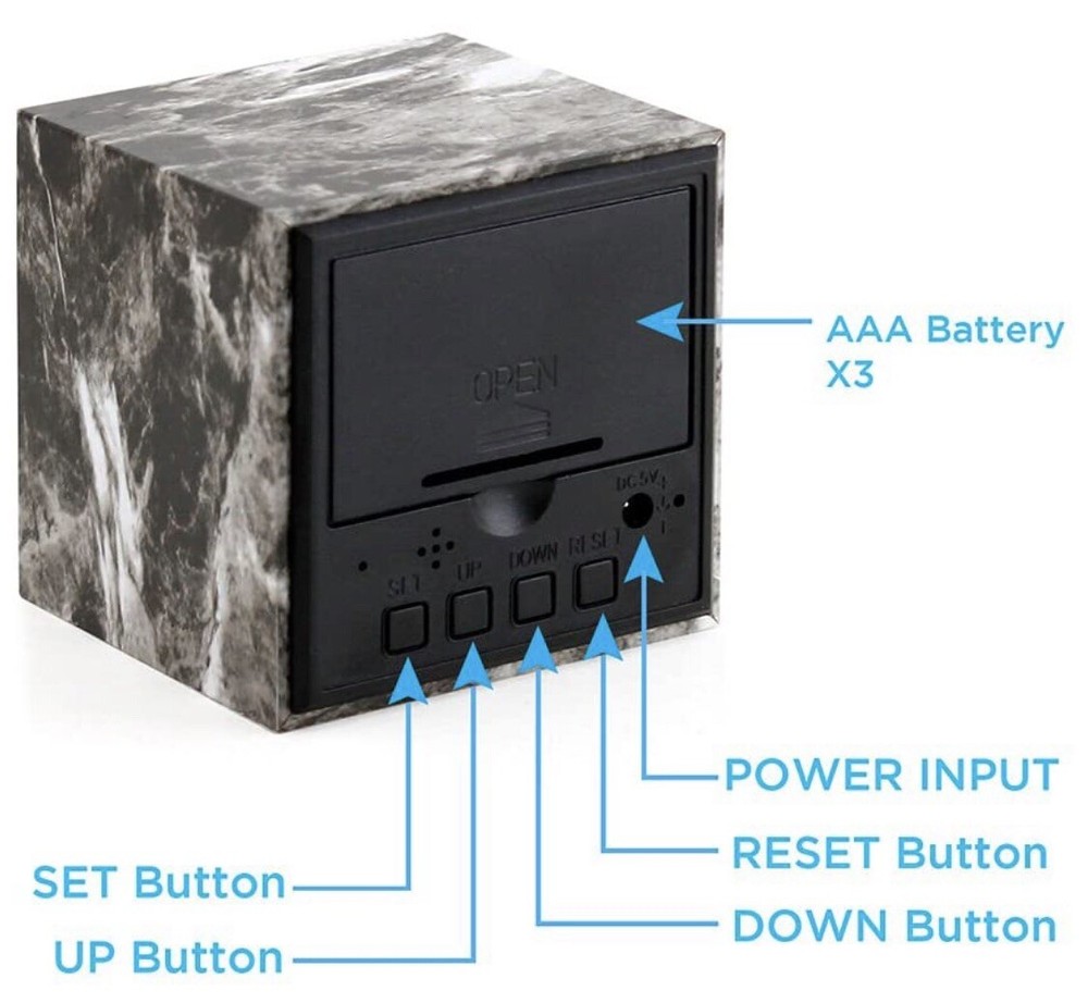 Oct17 Marble Pattern Alarm Clock,Multi-Function LED, USB Power Supply, Timer