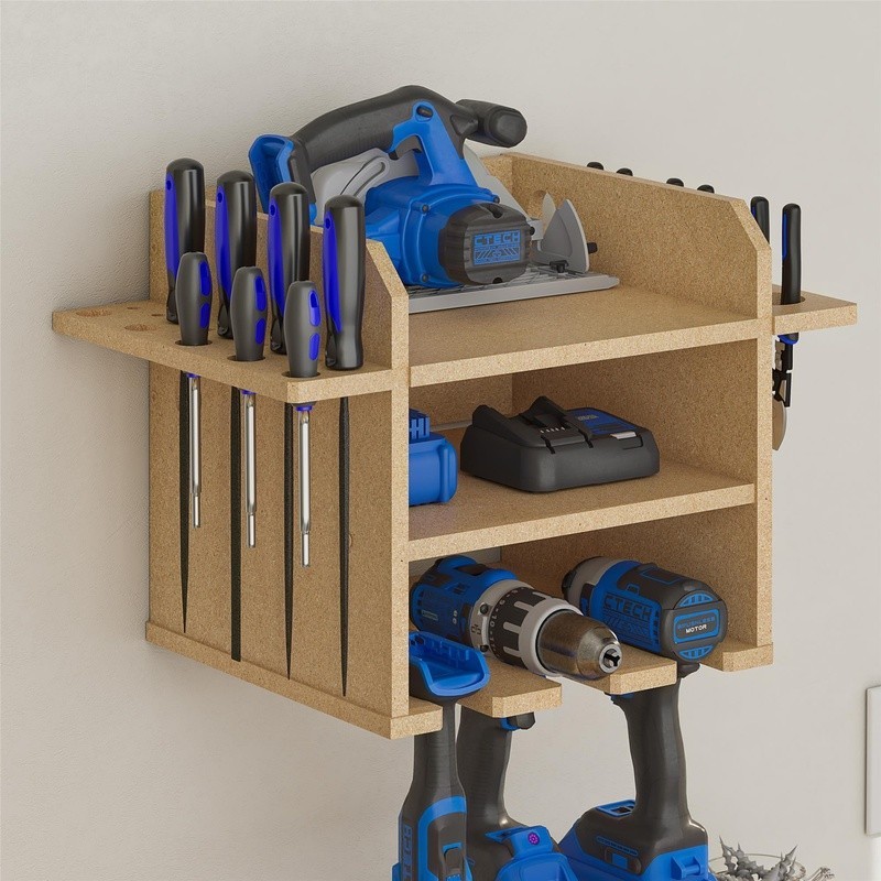 Wall Mounted Tool Storage Organizer Power Drill Dock Garage Workspace Solution
