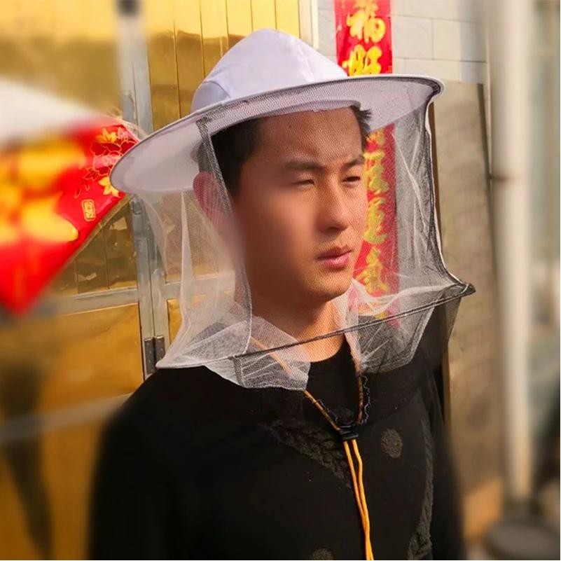 White Beekeeping Hat Double Wire Veil Beekeeper Helmet Breathable Bee Keeping