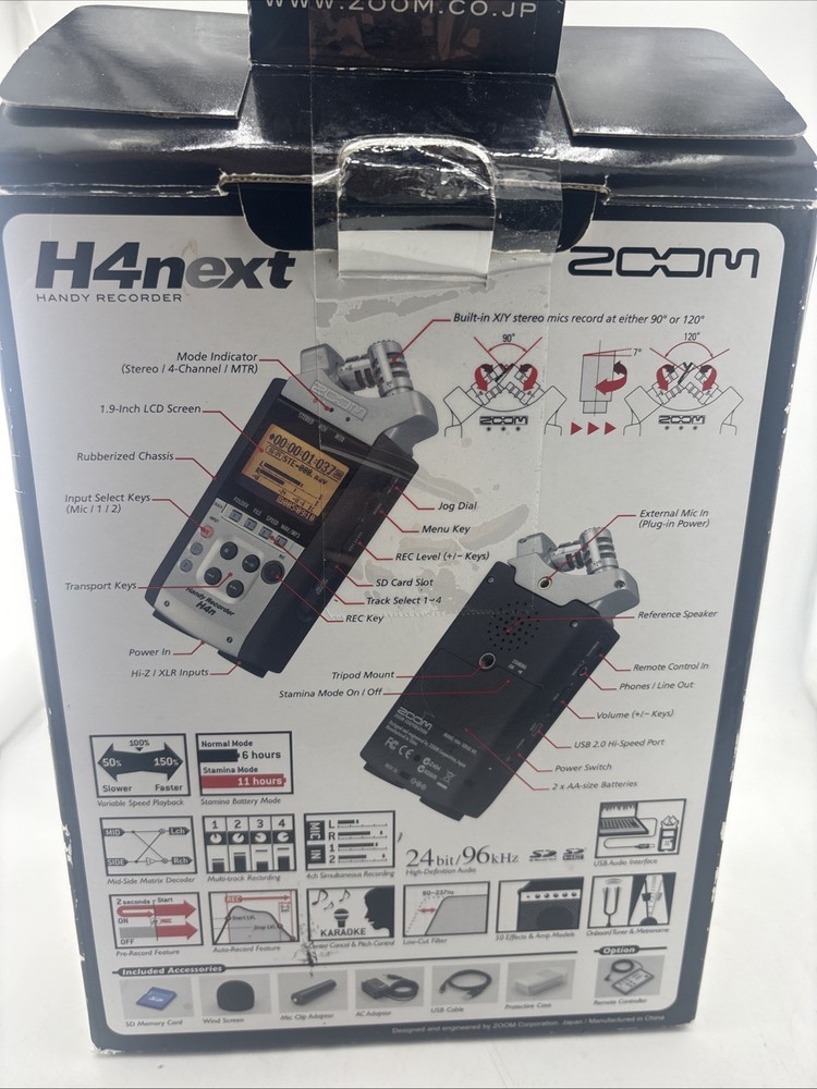 ZOOM H4N HANDY RECORDER DIGITAL AUDIO MULTITRACK OPEN BOX COMPLETE FOR CREATORS