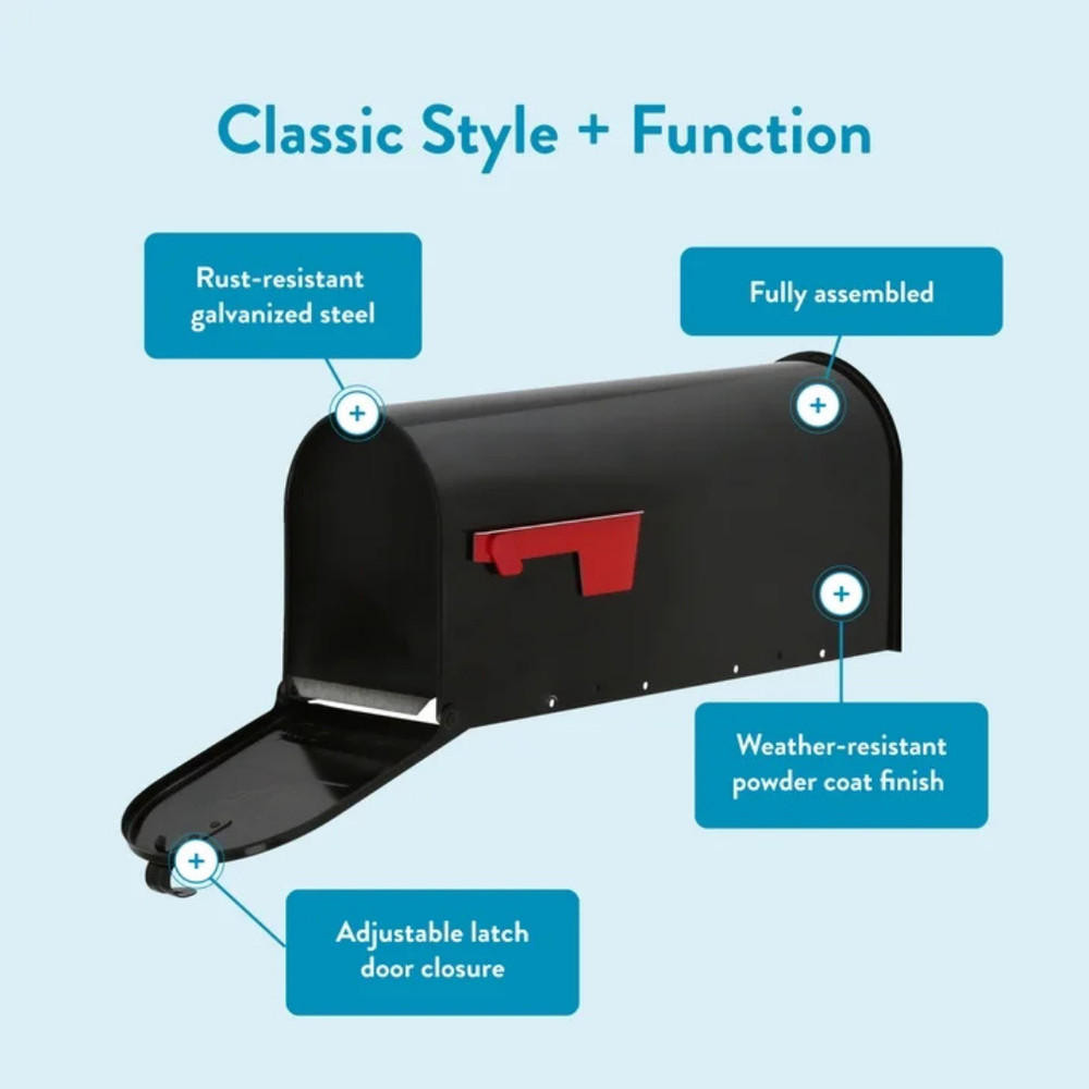 Architectural Mailboxes Elite Galvanized Steel Medium Post-Mount Mailbox in Blac