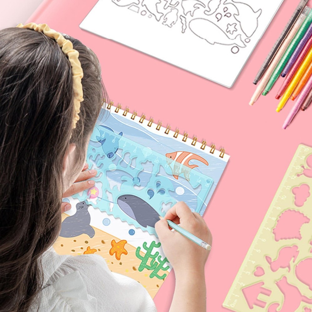 4 Multifunctional rulers with Various Cute Patterns, Creative Student Station...