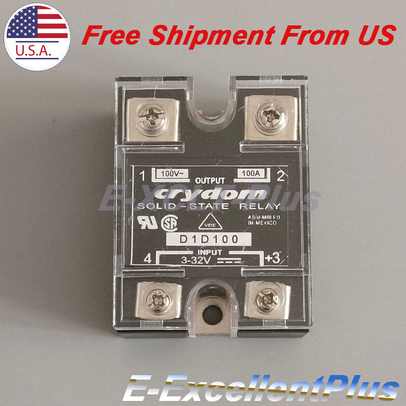 1PCS For Crydom D1D100 SSR Solid State Relay Output 100A 100V Input 3-32VDC US