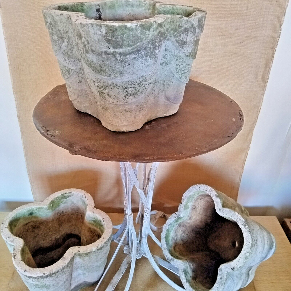 individual mid century cast stone planters