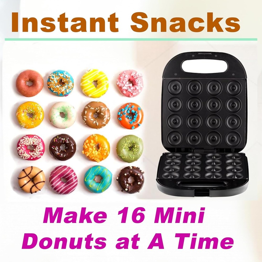 1400W Mini Donut Maker Machine Kitchen Baking for Breakfast, Snacks, Desserts