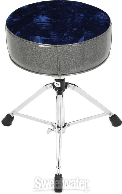 Pork Pie Percussion Round Drum Throne - Charcoal Sparkle with Navy Crush