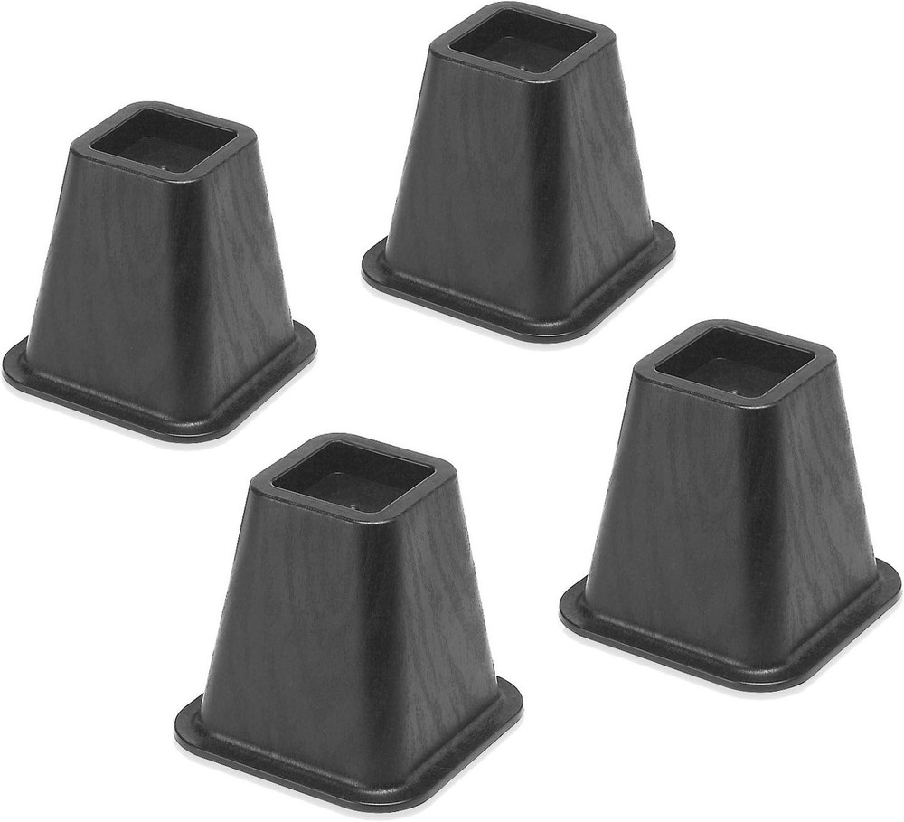 Whitmor Black Bed Risers, Set of 4 - 5.25” Elevation for Space Optimization